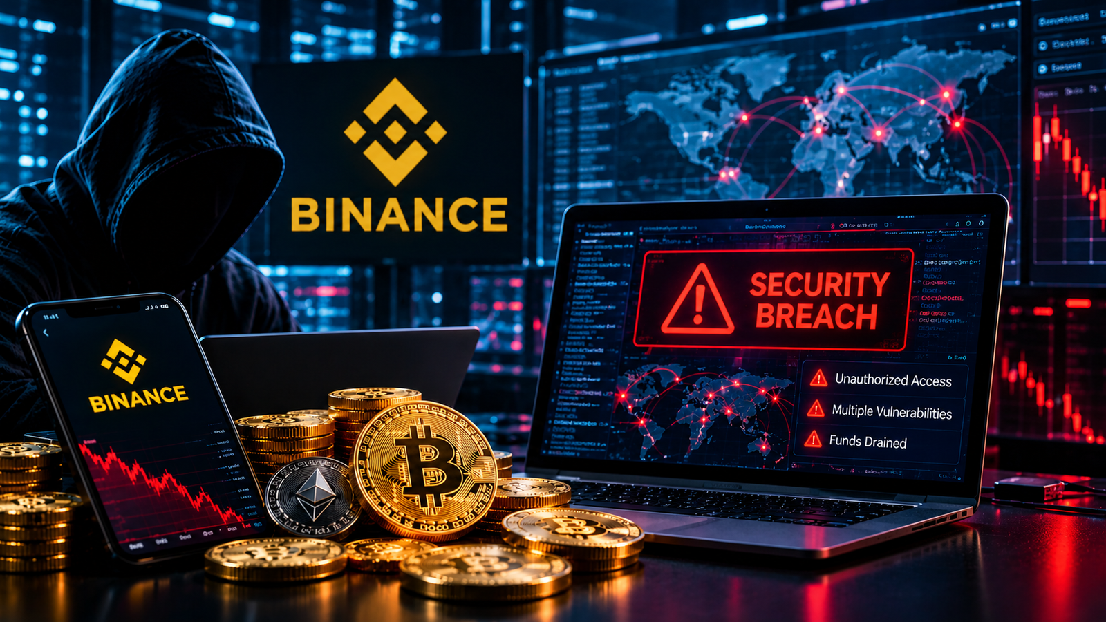 Cybersecurity specialists investigate cryptocurrency transactions following the Binance hack.