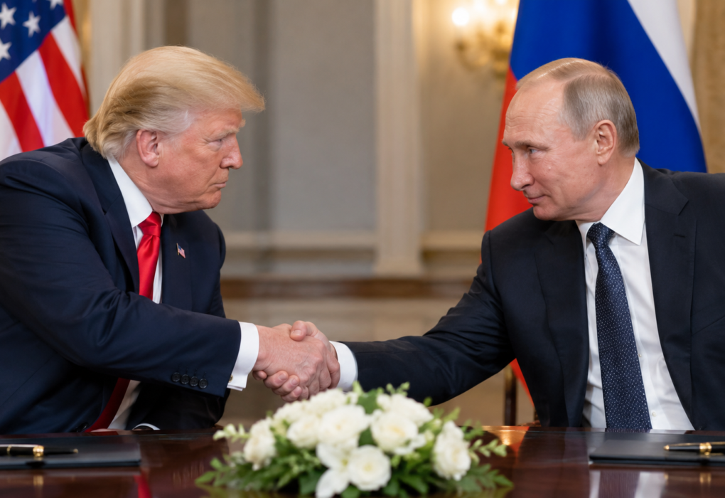Trump and Putin in a diplomatic discussion about a potential deal