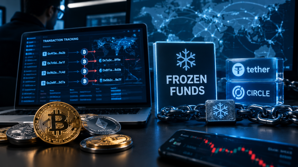 Bitcoin and cryptocurrency market screens showing investor uncertainty after a major exchange hack.