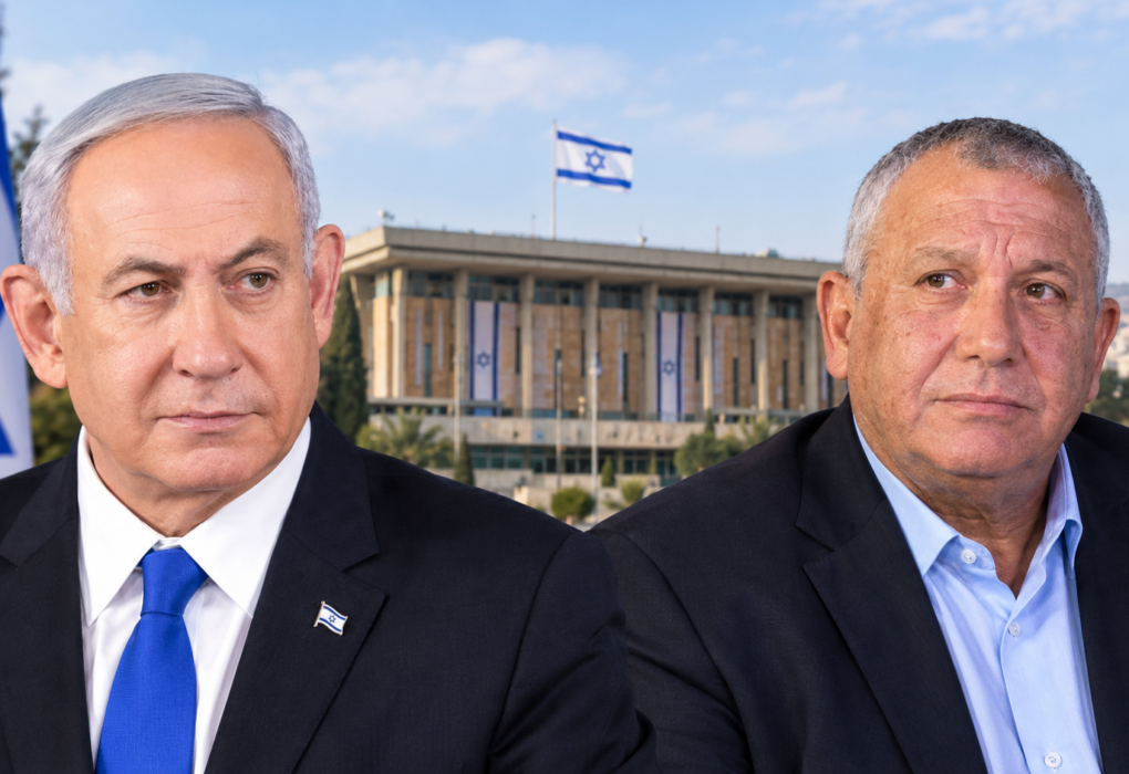 Israel election 2026 illustration featuring Netanyahu and Eisenkot