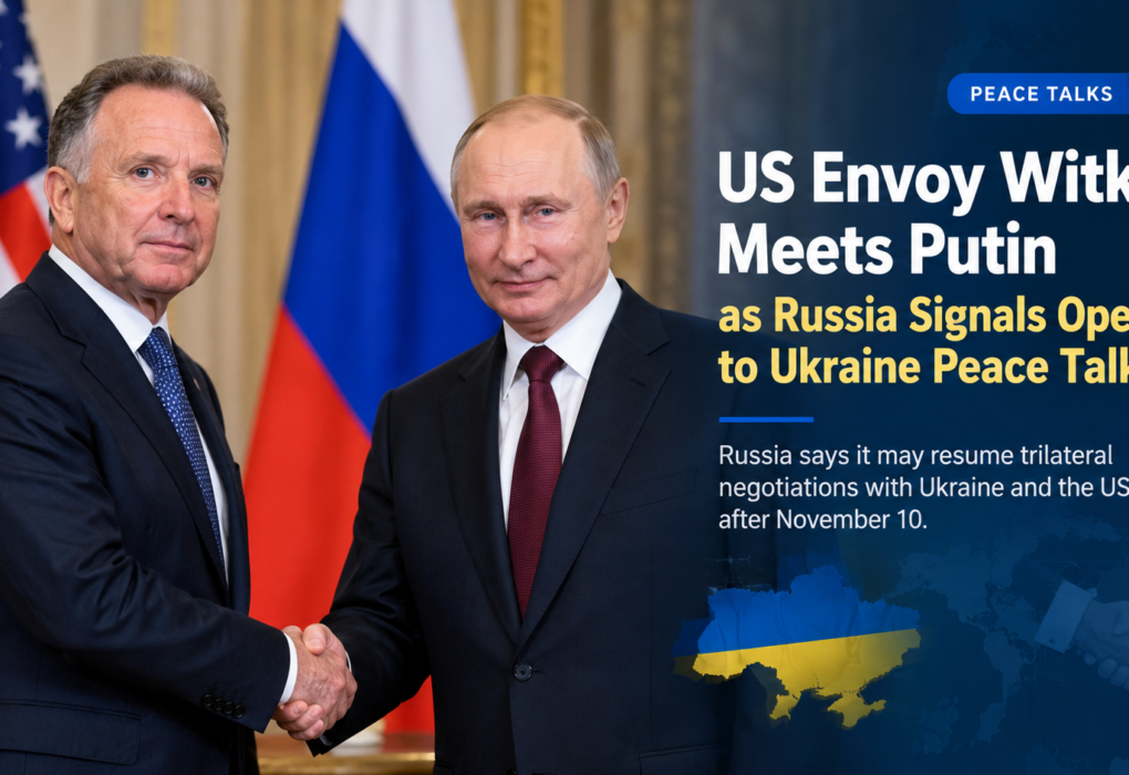 Steve Witkoff and Vladimir Putin in a news graphic about Ukraine peace talks.